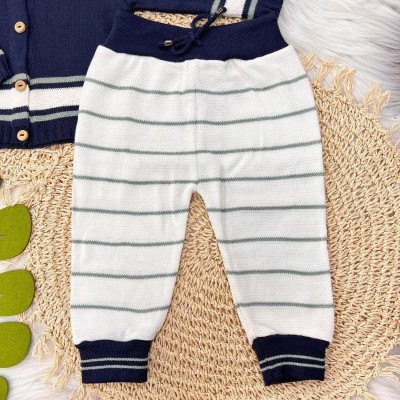 Conj de Linha Marinho Listrinha - Verde e Branco Calça Listrada 